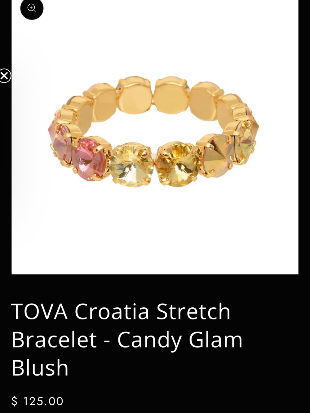 TOVA Candy Glam Blush Stretch Bracelet - Gold with Pink & Yellow Stones